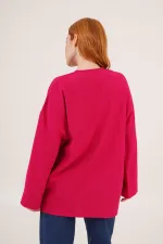 Önden Bağlama Detaylı İspanyol Kol Toptan Fuşya Tunik