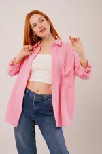 Salaş Kesim Cepli Toptan Pembe Gömlek