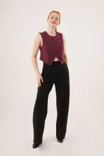 Çift Düğmeli Çapraz Model Bordo Toptan Yelek