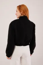 Gold Düğmeli Kaşe Toptan Siyah Bomber Ceket