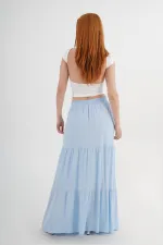 Fırfırlı Uzun Toptan Bebe Mavisi Etek