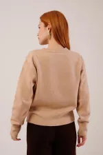 Bisiklet Yaka Düz Model Camel Triko Toptan Kazak