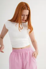 Bel Lastikli Paça Detaylı Cepli Toptan Pembe Pantolon