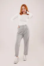 Kapama Cep Detaylı Toptan Gri Pantolon