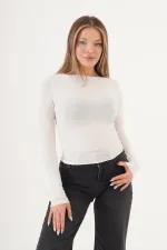 Süper İnce Trend Basic Toptan Beyaz Bluz