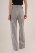 Bol Paça Yandan Fermuarlı Toptan Gri Kumaş Pantolon