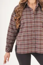 Chemise de bûcheron à carreaux couleur café à boutons