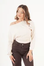 İnce Oys Kumaş Yarasa Kol Toptan Taş Bluz