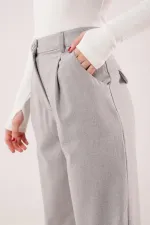 Kapama Cep Detaylı Toptan Gri Pantolon