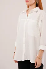 Salaş Kesim Cepli Toptan Beyaz Gömlek