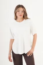 Dikişsiz Bisiklet Yaka Toptan Beyaz Tişört