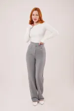 Pantalon gris en gros avec détails velcro