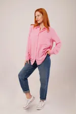 Salaş Kesim Cepli Toptan Pembe Gömlek