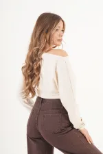 İnce Oys Kumaş Yarasa Kol Toptan Taş Bluz