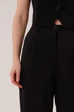 Kapama Cep Detaylı Toptan Siyah Pantolon