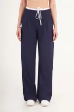 Bel Çift Bantlı Lacivert Toptan Pantolon