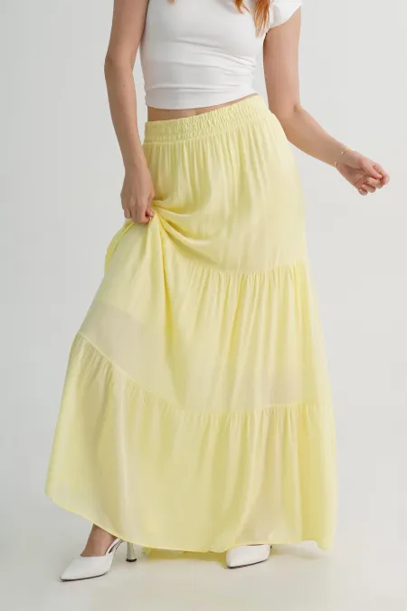 Fırfırlı Uzun Toptan Sarı Etek