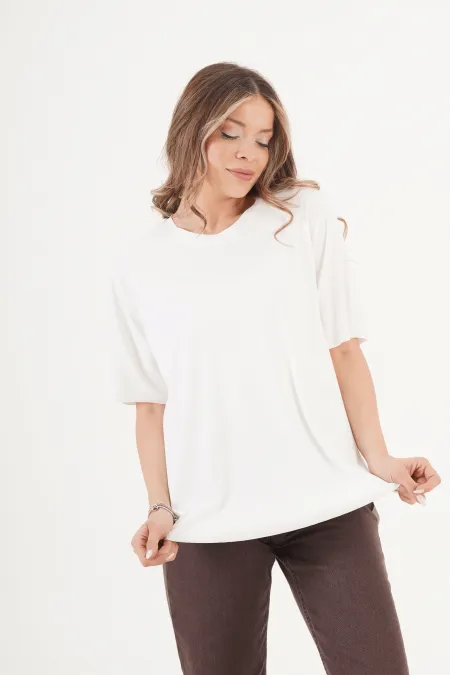 Dikişsiz Bisiklet Yaka Toptan Beyaz Tişört