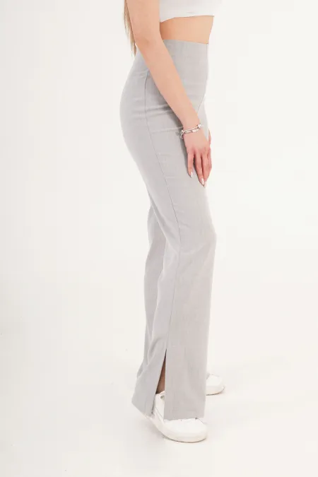 Yırtmaçlı Çan Paça Gri Toptan Pantolon