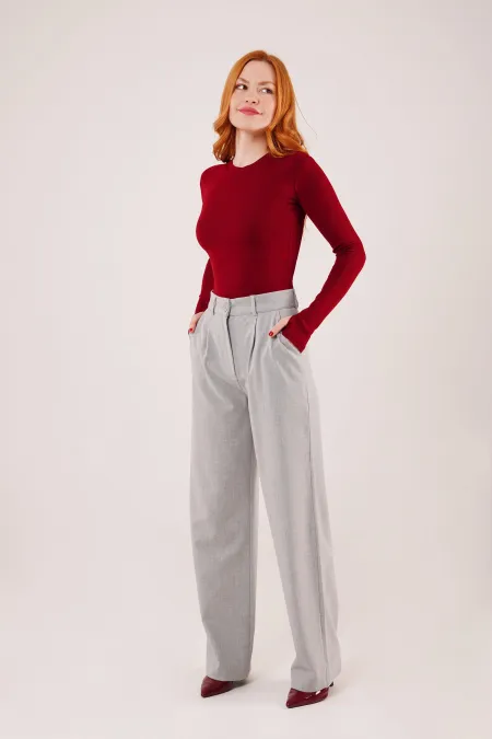 Premium Model Oturtmalı Toptan Gri Pantolon