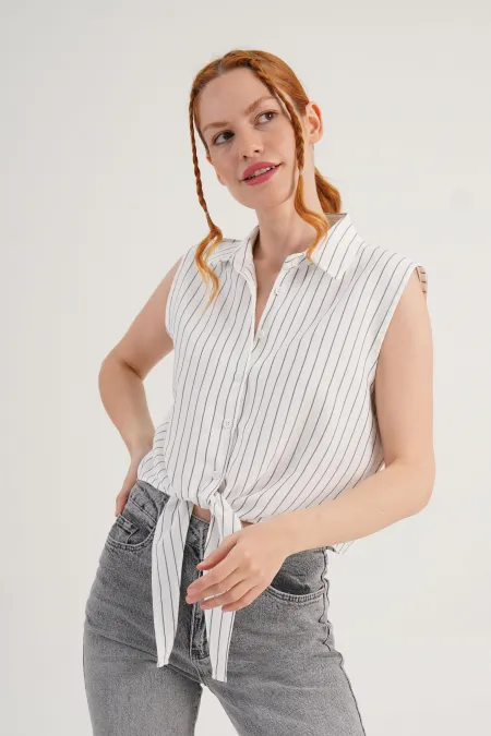 Kolsuz Model Antrasit Çizgili Toptan Gömlek