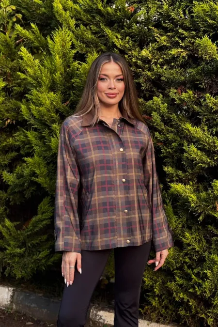 Ekose Desen Çıtçıt Kapamalı Toptan Trençkot