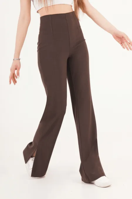 Yırtmaçlı Çan Paça Kahve Toptan Pantolon