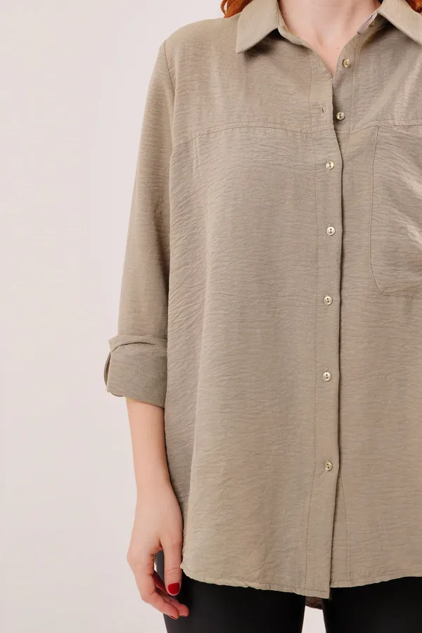 Salaş Kesim Cepli Toptan Haki Gömlek