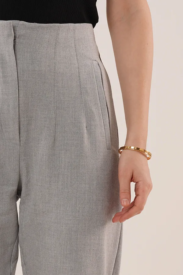 Çift Pens Detaylı Toptan Gri Pantolon