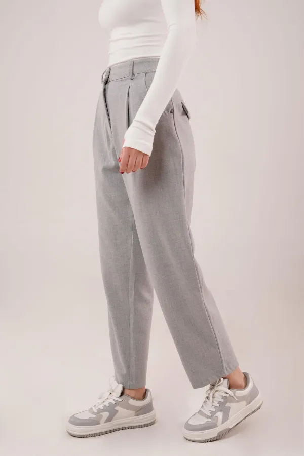 Kapama Cep Detaylı Toptan Gri Pantolon