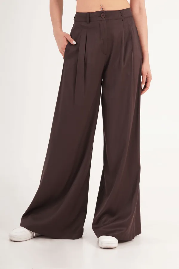 Piliseli Çift Cepli Salaş Toptan Kahve Pantolon