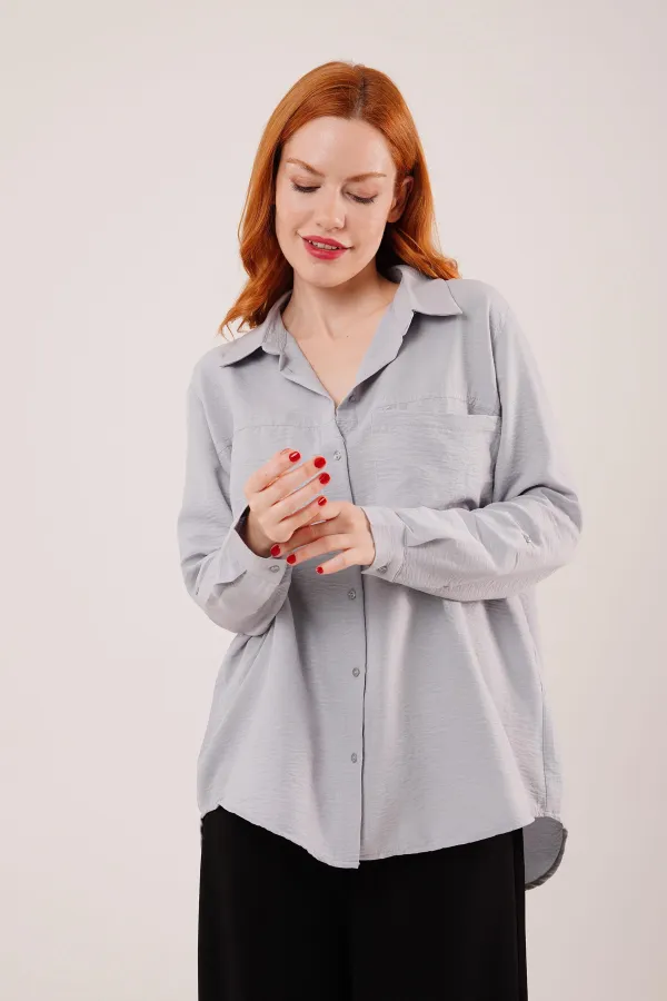 Salaş Kesim Cepli Toptan Grimelanj Gömlek