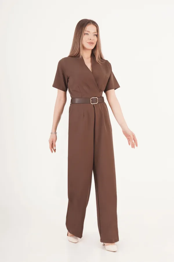 Elegance Kemerli Palazzo Toptan  Kahve Tulum