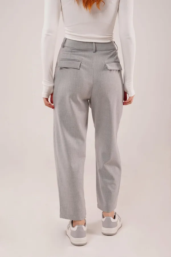 Kapama Cep Detaylı Toptan Gri Pantolon