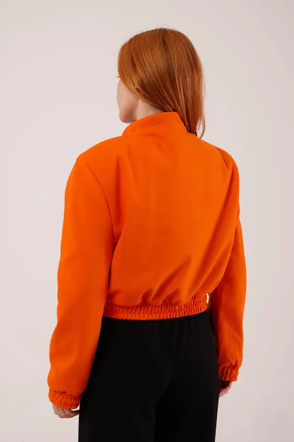 Wholesale Orange Bomber Jacket with Gold Buttons
