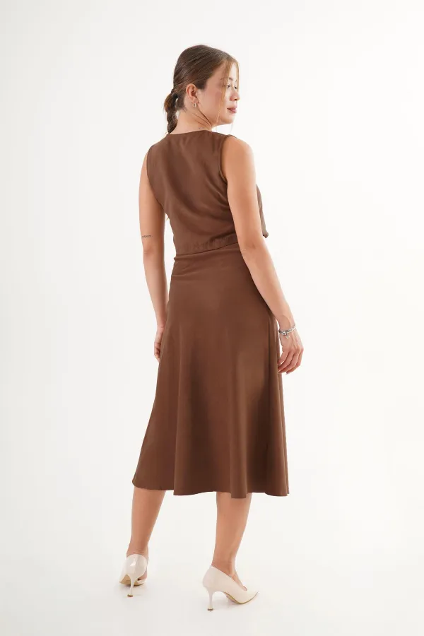 Premium Yelek Etek Taba Süet Toptan İkili Takım