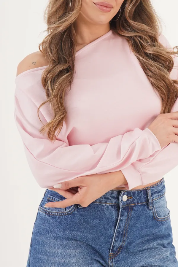 İnce Oys Kumaş Yarasa Kol Toptan Pembe Bluz