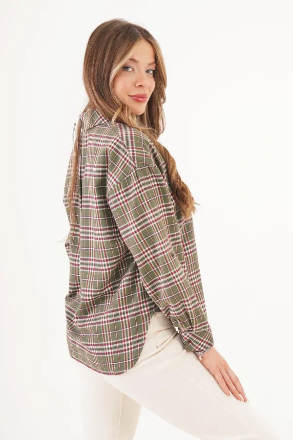 Ekose Desen Haki Toptan Oduncu Gömlek