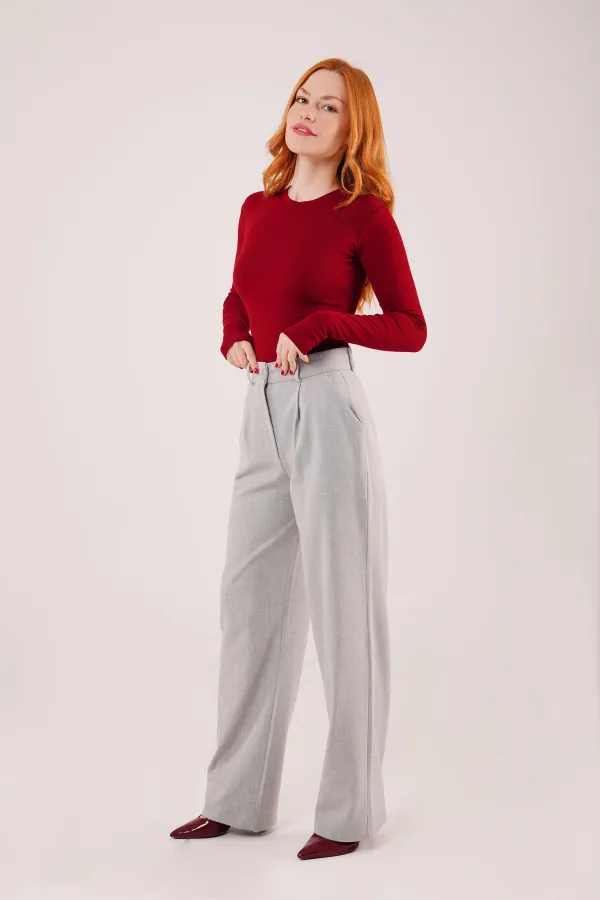 Premium Model Oturtmalı Toptan Gri Pantolon