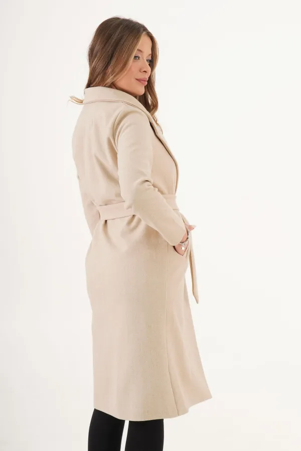 Manteau en cachemire enduit de pierre, ceinturé et doublé, vendu en gros