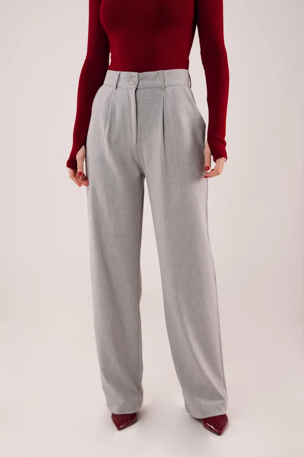 Premium Model Oturtmalı Toptan Gri Pantolon