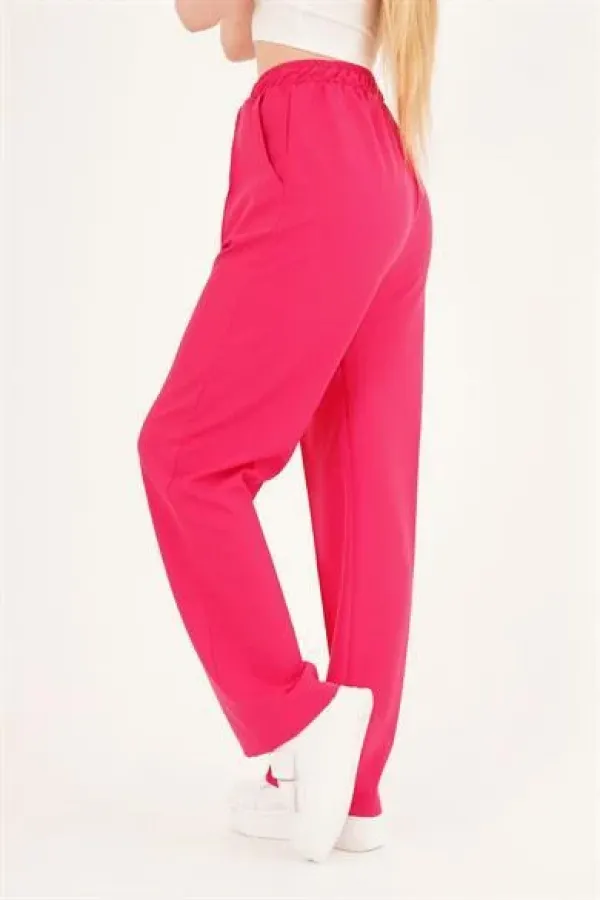 Bel Lastikli Basic Toptan Fuşya Pantolon