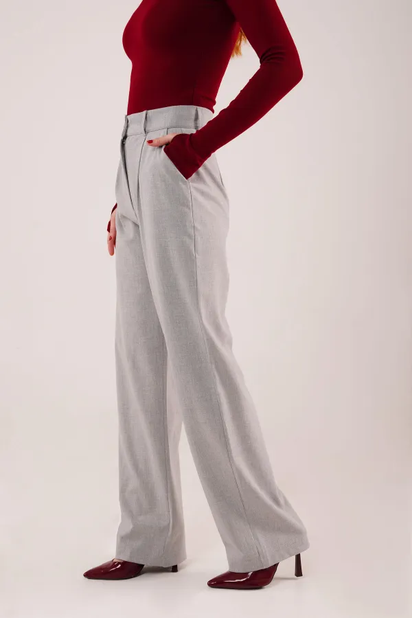 Premium Model Oturtmalı Toptan Gri Pantolon
