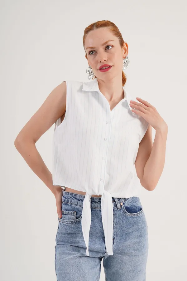 Kolsuz Model Mavi Çizgili Toptan Gömlek