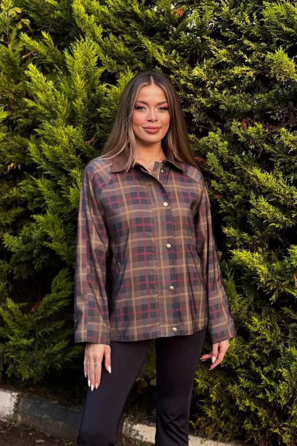 Ekose Desen Çıtçıt Kapamalı Toptan Trençkot