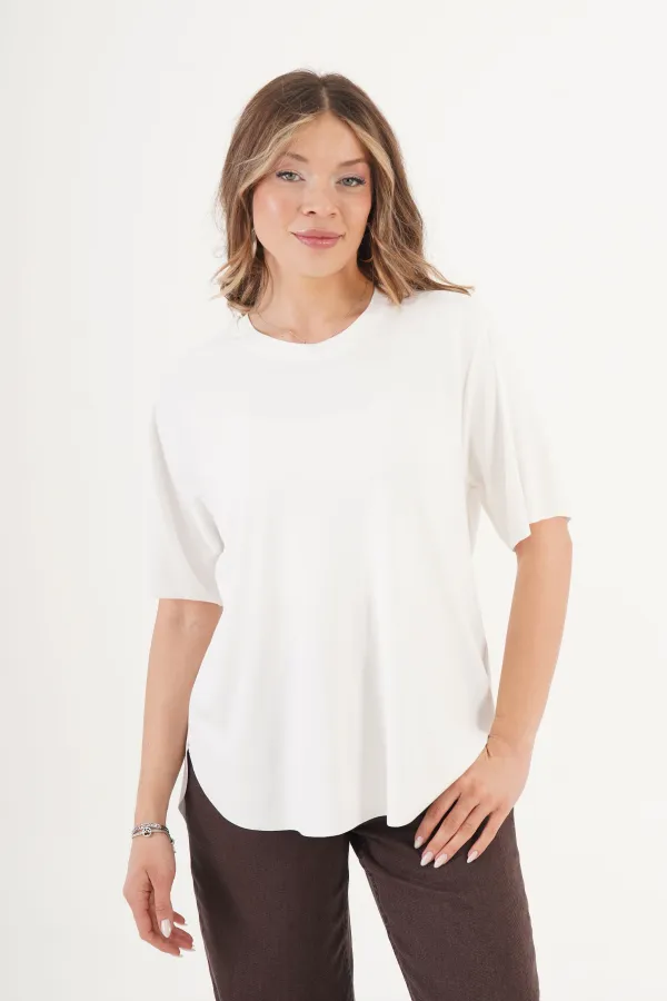 Dikişsiz Bisiklet Yaka Toptan Beyaz Tişört