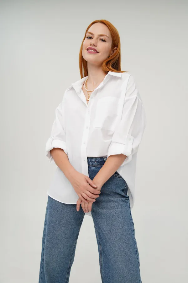 Tek Cepli Toptan Ekru Gömlek