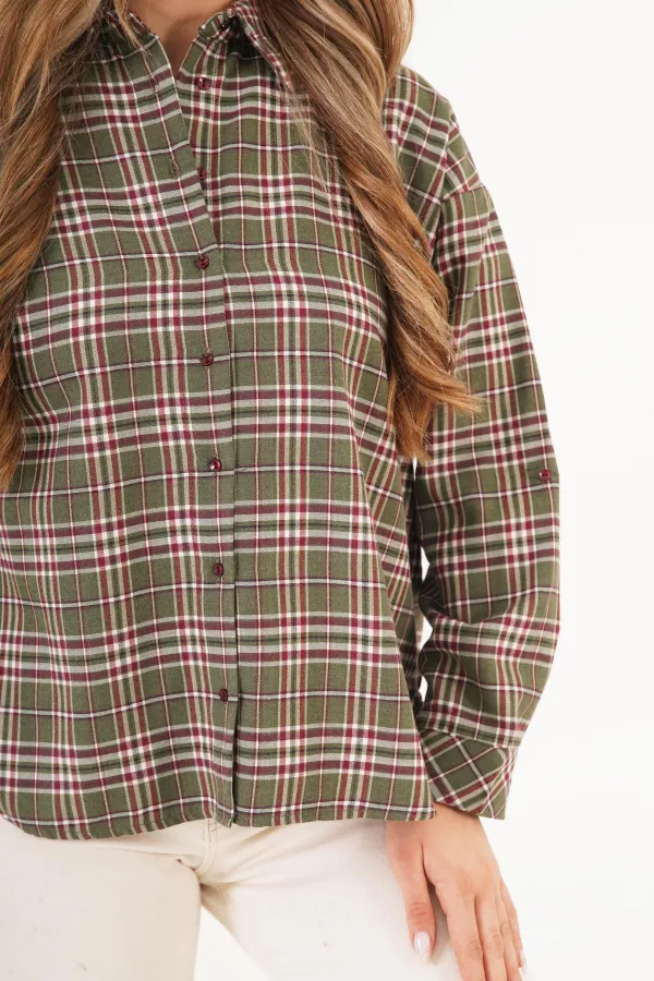 Ekose Desen Haki Toptan Oduncu Gömlek