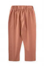 Pileli Boyfriend Pantolon 2-8 Yaş Somon