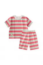 Striped Shorts Set, Ages 1-7, Fuchsia Green Striped Striped Shorts Set, Ages 1-7, Fuchsia Green Striped